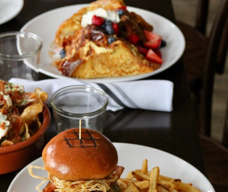 fried fries and burger on plate