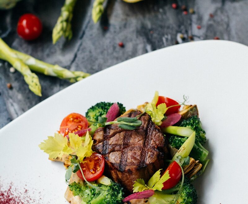 meat and vegetable on plate